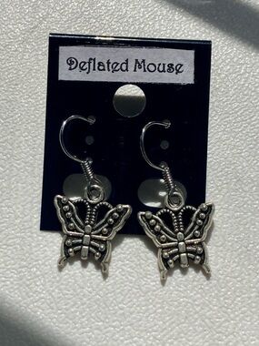 Petite Silver Butterfly Dangle Earrings
